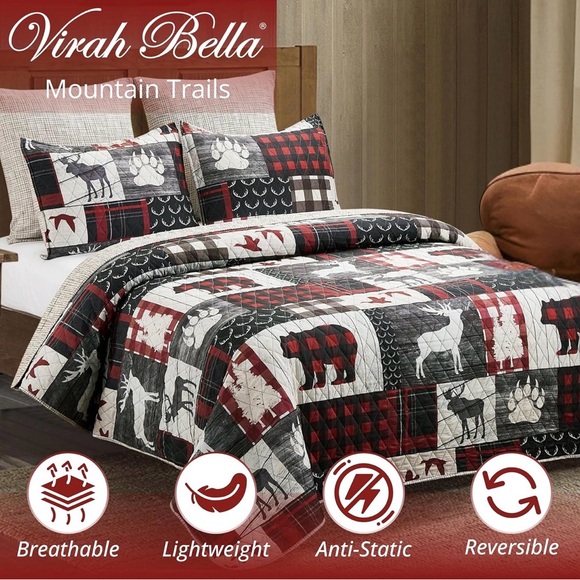 Virah Bella, Mountain Trails, Lightweight King Quilt Set, BONUS 2 XTRA PILLOWS - Picture 2 of 8